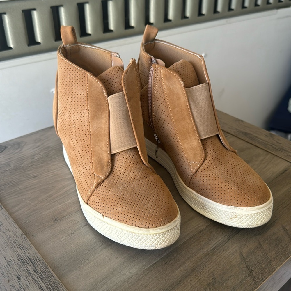Tan high top shoes
